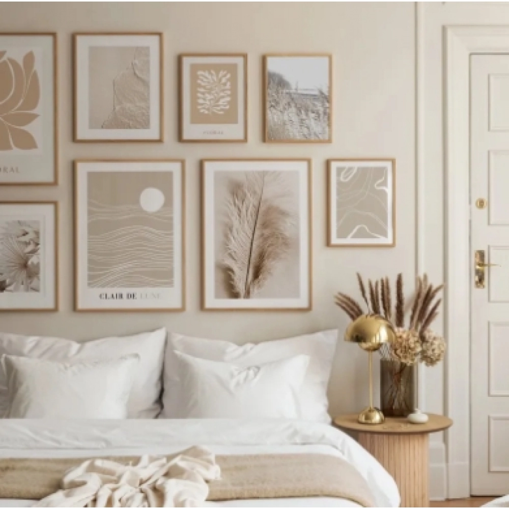 Beach Maple Leaf Abstract Painting Posters Canvas Painting Landscape Landscape Art Posters Beige Nordic Wall Frames Living Room